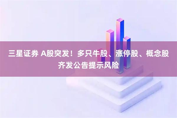三星证券 A股突发！多只牛股、涨停股、概念股齐发公告提示风险